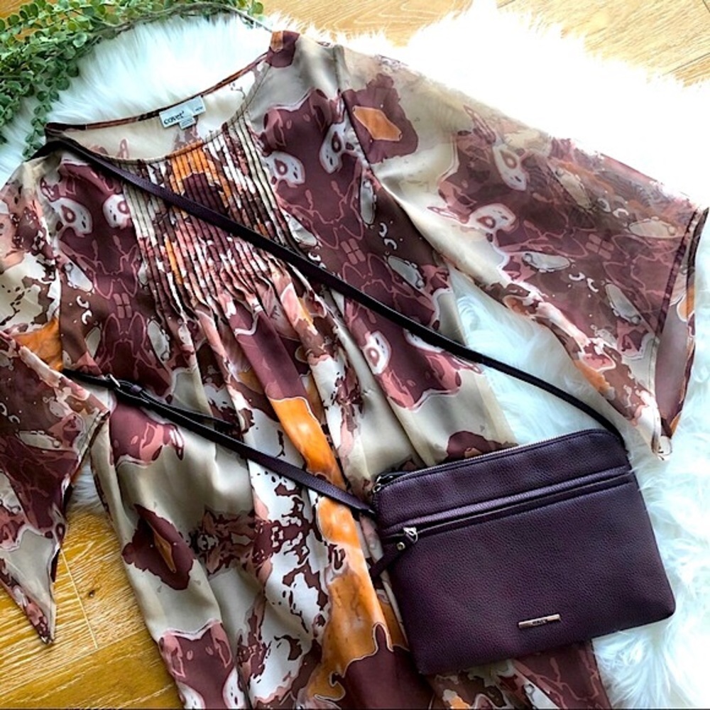 COVET shift boho flowy dress maroon dress size xs